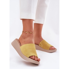 Women's suede flip -flops on the Panto Fino RR267038 wedge yellow 2 Women's suede flip -flops on the Panto Fino RR267038 wedge yellow 2