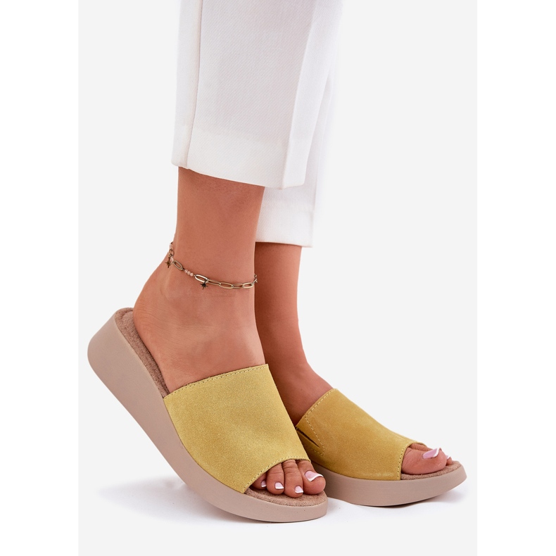 Women's suede flip -flops on the Panto Fino RR267038 wedge yellow 1 Women's suede flip -flops on the Panto Fino RR267038 wedge yellow 1