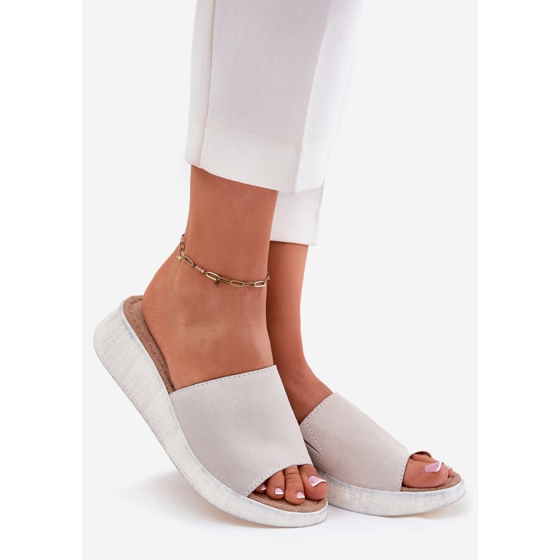 Women's suede flip flops on the Panto Fino RR267044 gray wedge grey 1