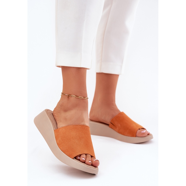 Women's suede flip flops on the Panto Fino RR267039 wedge orange 2 Women's suede flip flops on the Panto Fino RR267039 wedge orange 2