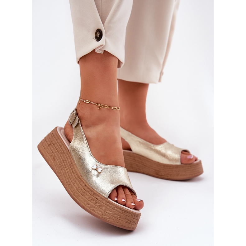 Women's leather sandals on the Vinceza wedge 41476 zlotys golden 2 Women's leather sandals on the Vinceza wedge 41476 zlotys golden 2