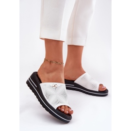 Women's leather flip flops Vinceza 41477 white 2
