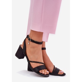 Women's sandals on the pillar with vinceza 20268 black zircons 1