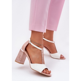 Painted women's sandals on the Vinceza 20276 pink-white post 2