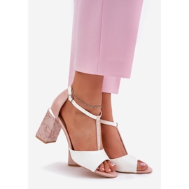 Painted women's sandals on the Vinceza 20276 pink-white post 1