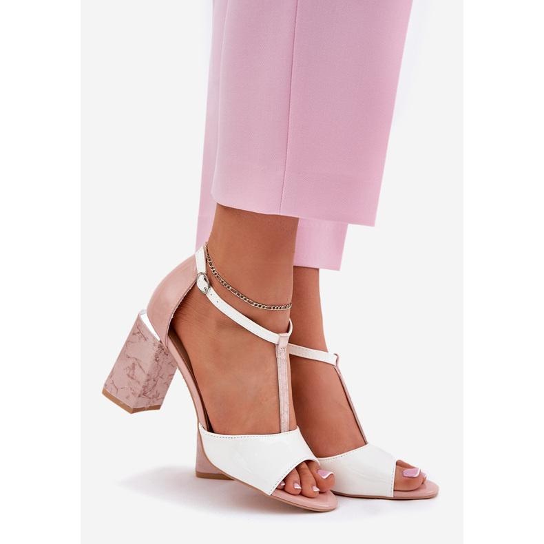 Painted women's sandals on the Vinceza 20276 pink-white post 1