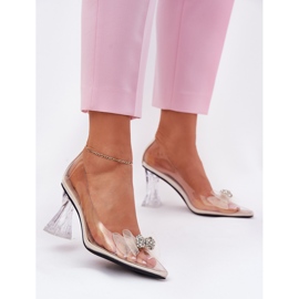 Transparent pumps with a Vinceza 62213 beige bow 2 Transparent pumps with a Vinceza 62213 beige bow 2