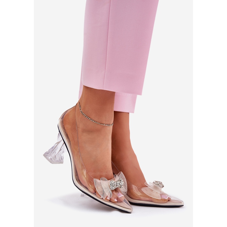Transparent pumps with a Vinceza 62213 beige bow 1 Transparent pumps with a Vinceza 62213 beige bow 1