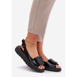 ARTIKER Leather lacquered women's sandals with an wedge with decoration artker 56c1564 black 1 ARTIKER Leather lacquered women's sandals with an wedge with decoration artker 56c1564 black 1