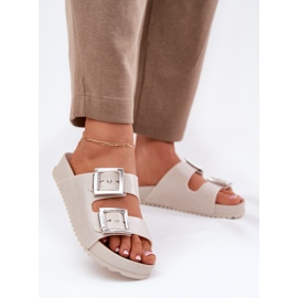 Fragrant women's flip flops with buckles and glitter Zaxy RR285056 beige 2