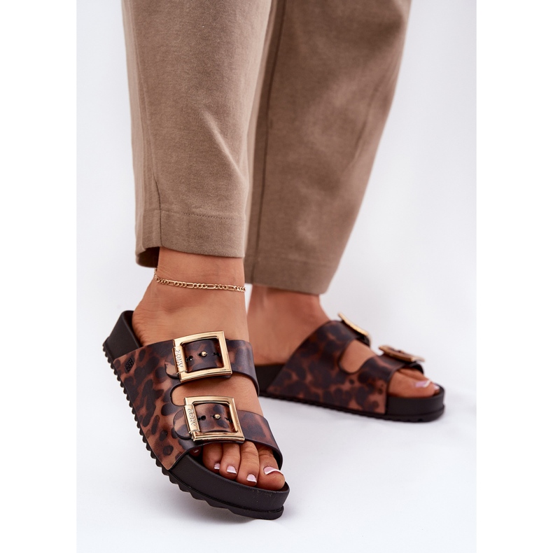 Zaxy Fragrant women's flip flops with buckle pokter rr285059 brown 2