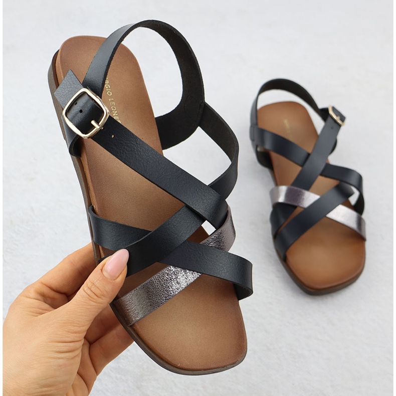 Women's sandals flat Romans black Sergio Leone SK088H 1 Women's sandals flat Romans black Sergio Leone SK088H 1