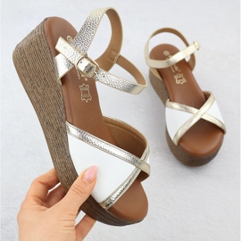 S.Barski Women's sandals on wedge white Złote S. BARSKI PL51-324 1