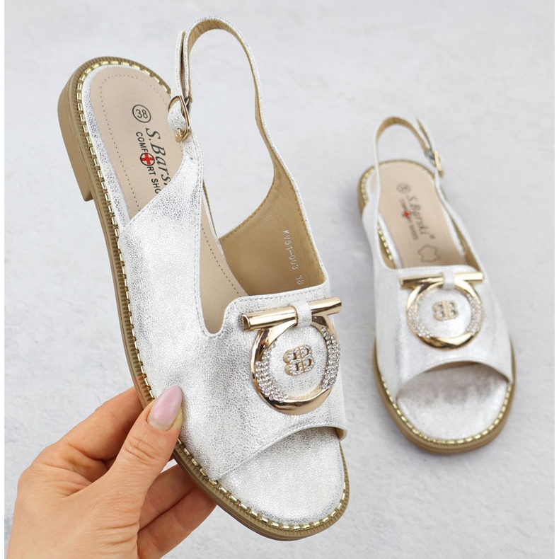 Women's flat sandals with an ornament silver s.barski kv51-003 1 Women's flat sandals with an ornament silver s.barski kv51-003 1