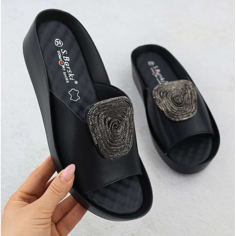 S.Barski Women's leather Summary Sweet Summaries with zircons Czarne S. Barski KV51-028 black 1 S.Barski Women's leather Summary Sweet Summaries with zircons Czarne S. Barski KV51-028 black 1