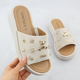 Women's leather wedges with beige Vinceza 66741 1 Women's leather wedges with beige Vinceza 66741 1