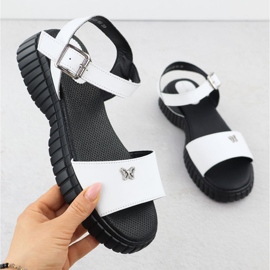 Women's leather sandals on a thick sole with a butterfly white Filippo DS6811 1