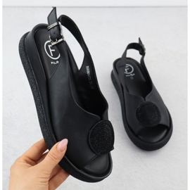 Women's sandals leathered with zircons black Filippo DS6984 1