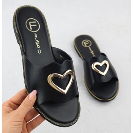 Women's flap with a decorative heart black Filippo DK6909 1