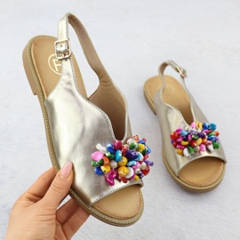 Women's sandals with Golden Filippo DS6230 beads 1 Women's sandals with Golden Filippo DS6230 beads 1