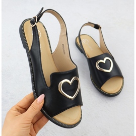 Flat women's sandals with heart black Filippo DS6926 1