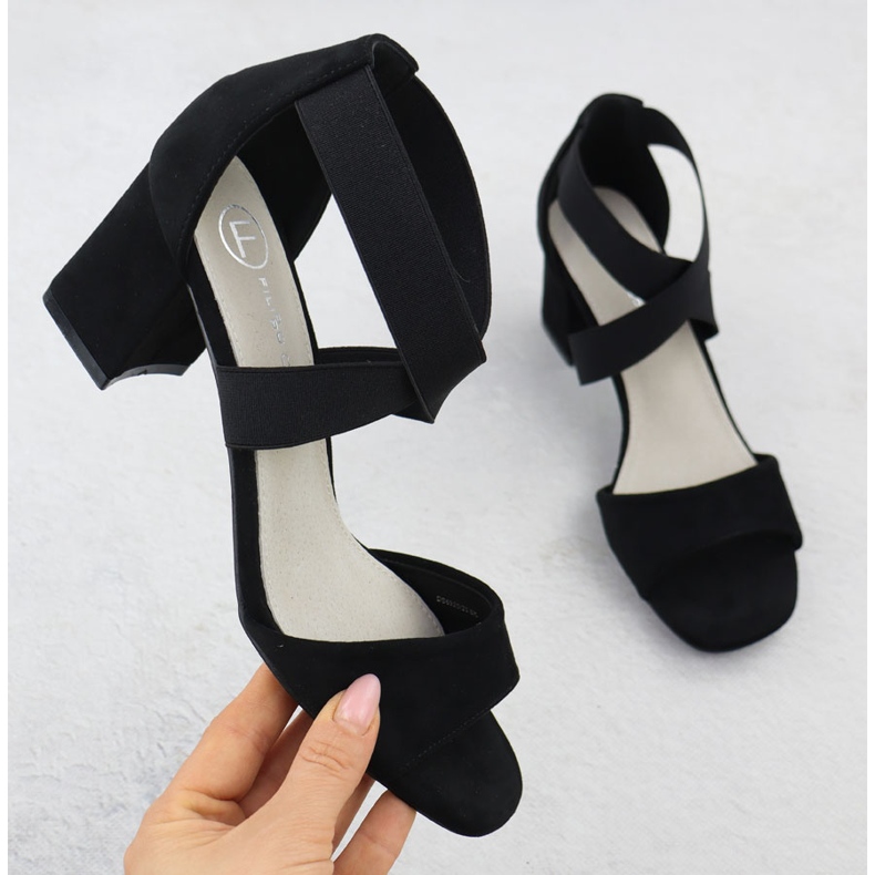 Women's sandals on the post slipped on the black elastics Filippo DS6920 1 Women's sandals on the post slipped on the black elastics Filippo DS6920 1