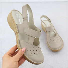 Leather comfortable women's sandals full of ekri Helios 150.10 beige 1 Leather comfortable women's sandals full of ekri Helios 150.10 beige 1