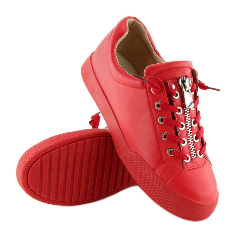 Red Women's red sneakers 7209 Red 2