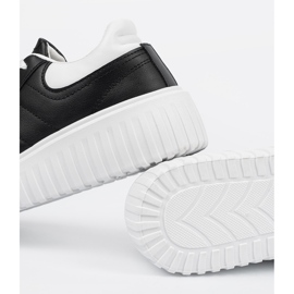 Shelvt Women's black sneakers with white inserts 1