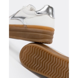 Shelvt Women's white sneakers with silver inserts 2