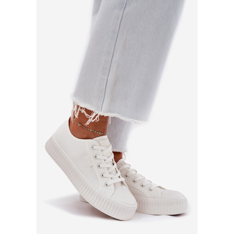 Women's material sneakers on the Big Star RR274776 white platform 1
