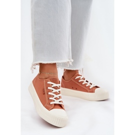 Material women's sneakers on the Big Star RR274778 orange platform 2