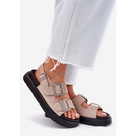 Women's suede sandals with Big Star RR274663 clamps light pink 1