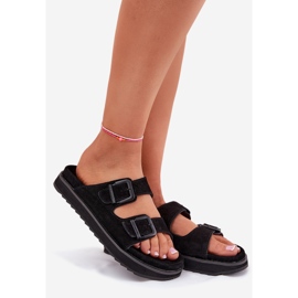 Women's suede flip flops with d.franklin dfsh405001 black clamps 1