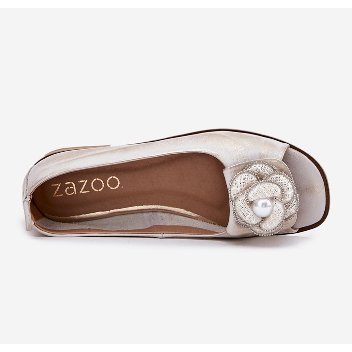 Leather ballerinas with bare fingers and a Zazoo flower 1870 zloty wiped golden 2 Leather ballerinas with bare fingers and a Zazoo flower 1870 zloty wiped golden 2