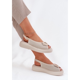 S.Barski Women's leather sandals with an ornament of S. Barski LR51-786 beige 6