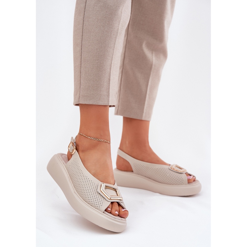 S.Barski Women's leather sandals with an ornament of S. Barski LR51-786 beige 2 S.Barski Women's leather sandals with an ornament of S. Barski LR51-786 beige 2