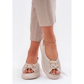 S.Barski Women's leather sandals with an ornament of S. Barski LR51-786 beige 3