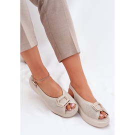 S.Barski Women's leather sandals with an ornament of S. Barski LR51-786 beige 7