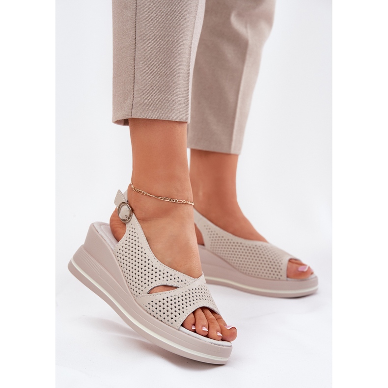 S.Barski Women's leather sandals S. Barski LR51-660 Openwork beige 2 S.Barski Women's leather sandals S. Barski LR51-660 Openwork beige 2