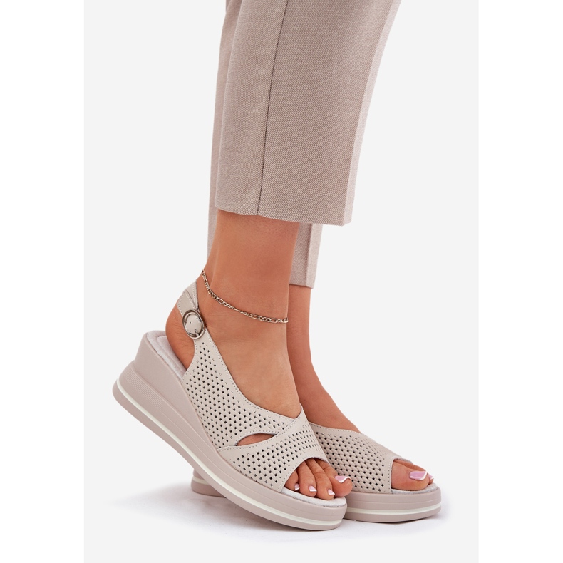 S.Barski Women's leather sandals S. Barski LR51-660 Openwork beige 1 S.Barski Women's leather sandals S. Barski LR51-660 Openwork beige 1