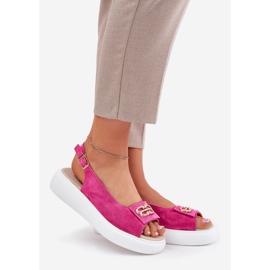S.Barski Women's suede sandals with a golden detail S. Barski gr51-604 fuchsia pink 1 S.Barski Women's suede sandals with a golden detail S. Barski gr51-604 fuchsia pink 1