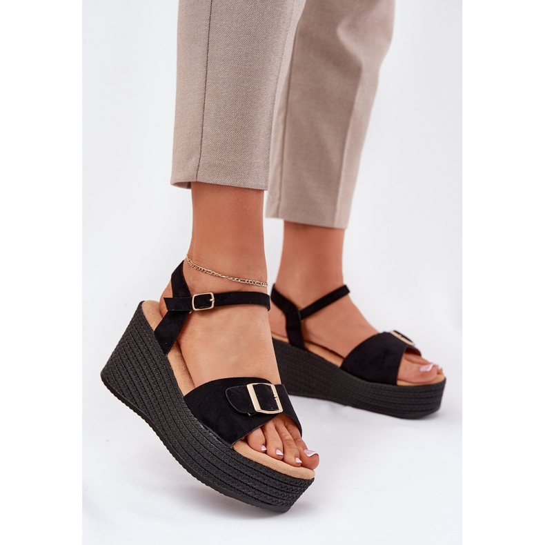 Inna Women's sandals for wedge with a black buckle 2