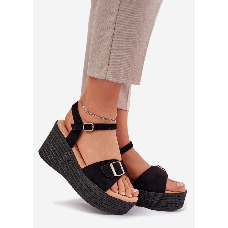 Inna Women's sandals for wedge with a black buckle 1