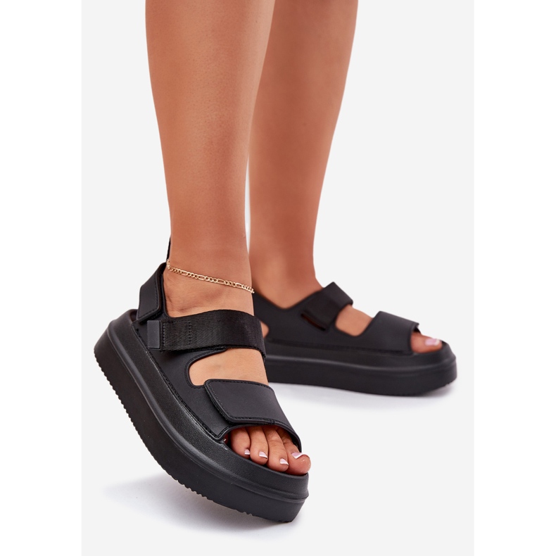 Inna Women's sandals on the platform with Velcro black 1