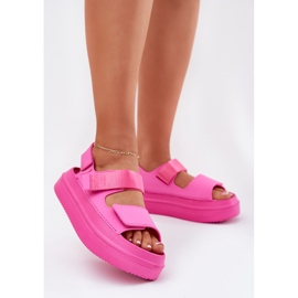 Inna Women's sandals on the platform with Velcro fuchsia pink 2