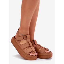 Inna Women's sandals on Camel platform brown 1