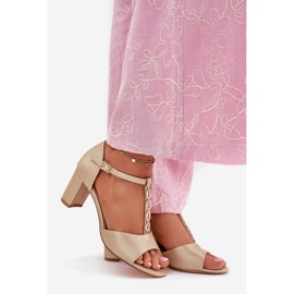 EVento Women's sandals on the post with a decorative Eco leather belt golden 1