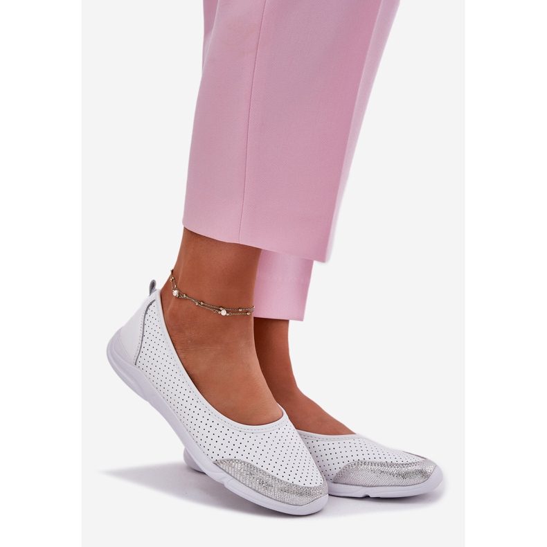 EVento Women's leather openwork white ballerinas 1 EVento Women's leather openwork white ballerinas 1