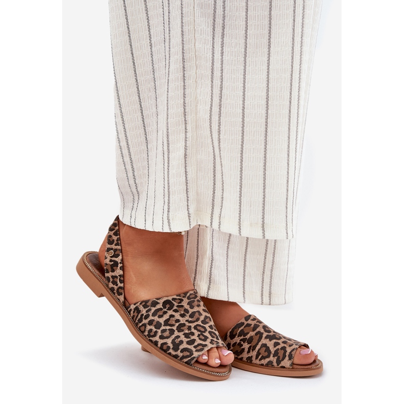 Zazoo 40327 leather slip -off sandals leopard brown 1